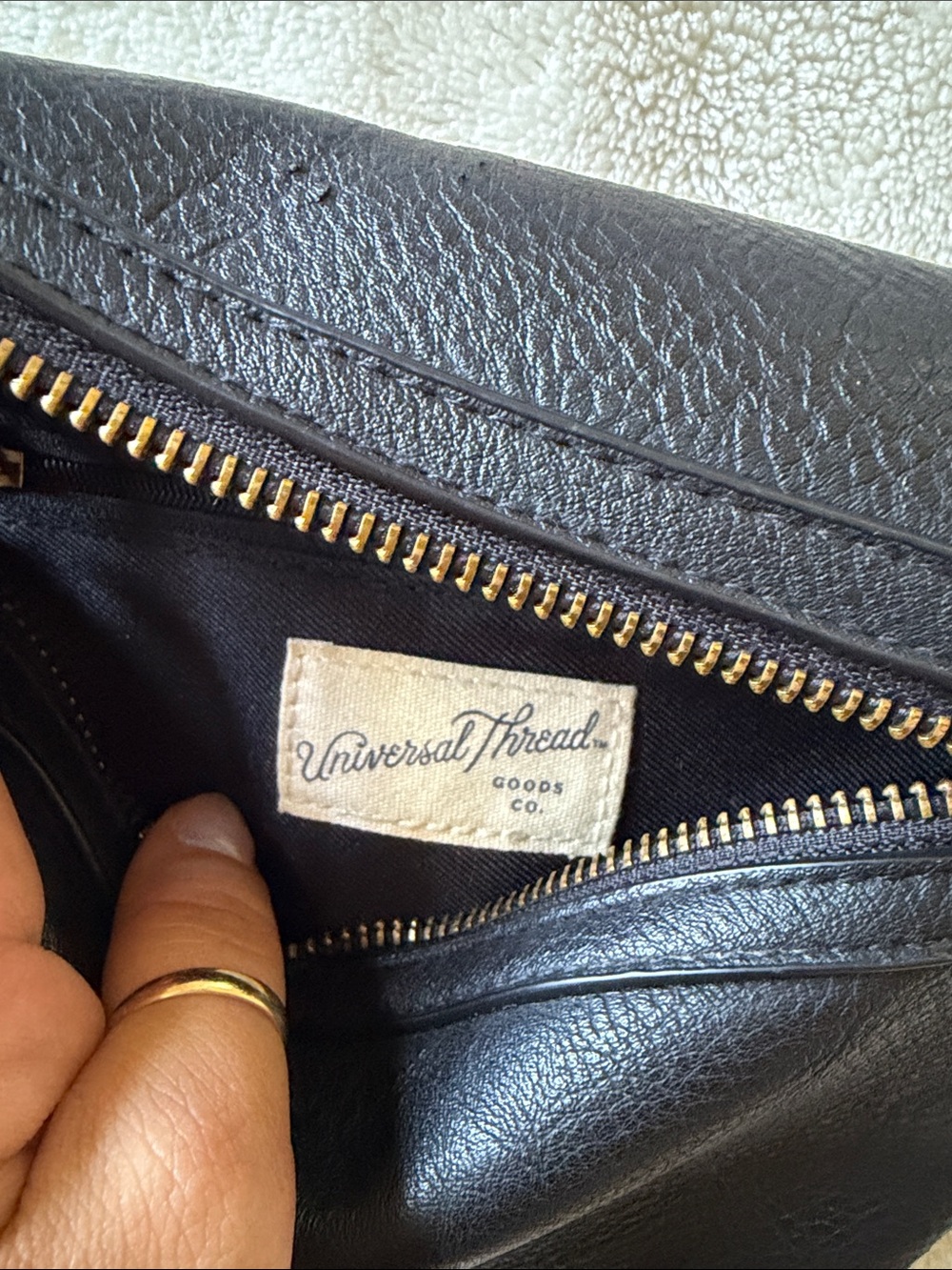 Universal Thread Black Leather Belt Bag with Gold Hardware - Picture 2 of 4